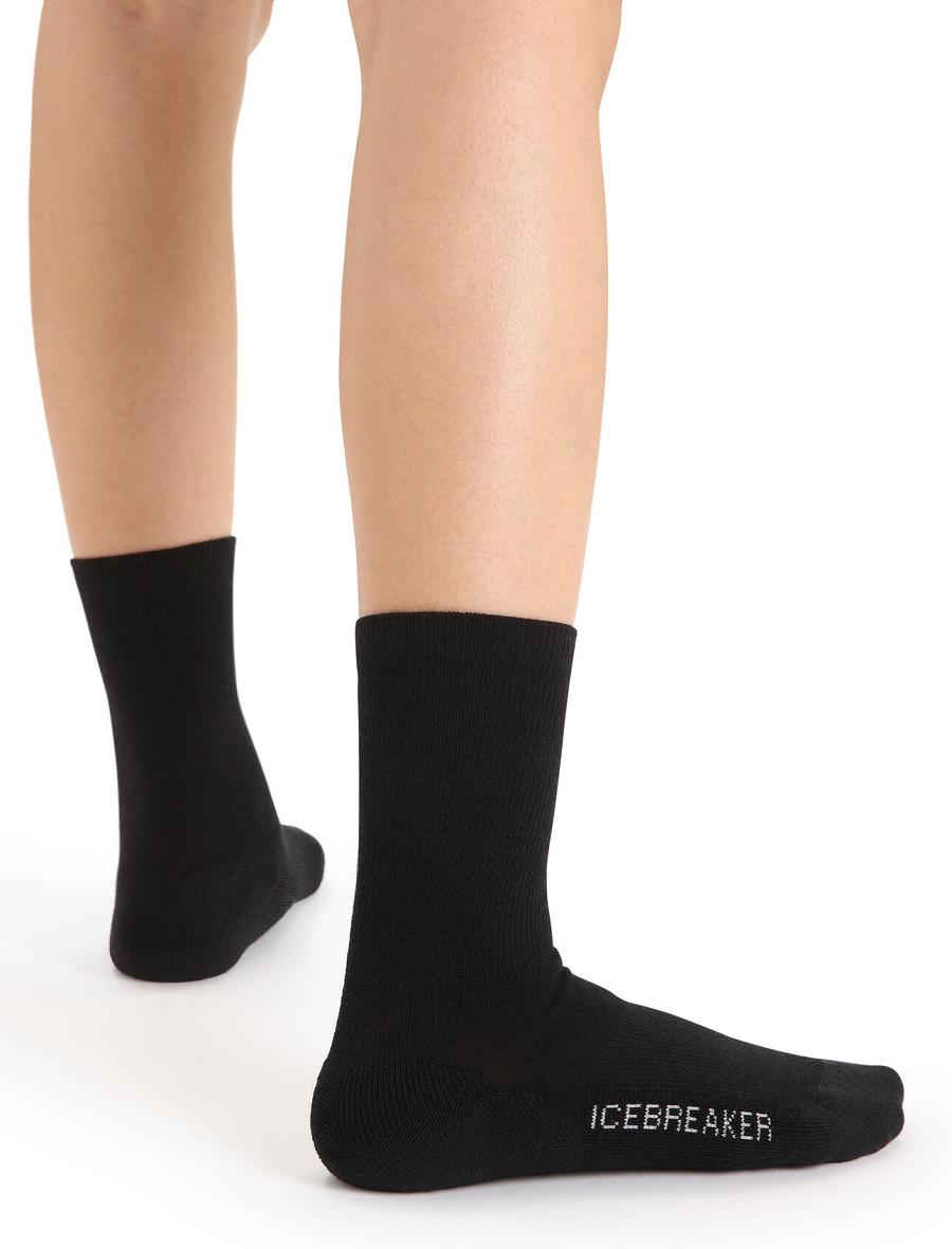 Women's Icebreaker Merino Lifestyle Light Crew Socks Black | CA 1529XYUF